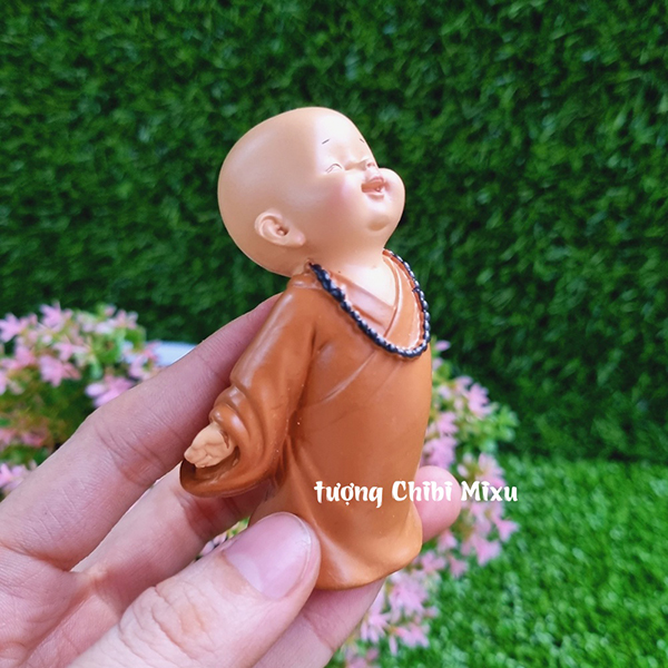 Bộ 03 chú áo nâu kèm đế giả đá size 8cm mini - mẫu đeo chuỗi